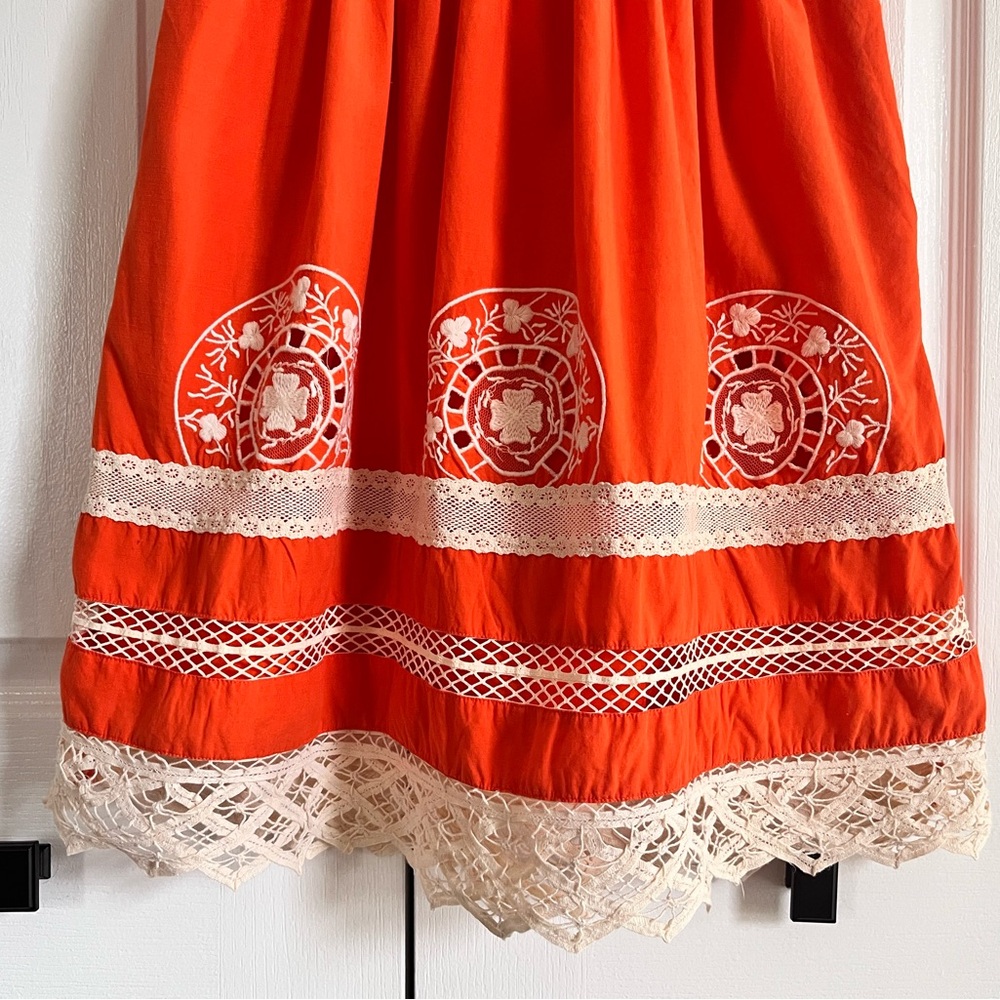 Anthropologie Moulinette Soeurs Orange Cream embroidered Sundress Sleeveless 6 - Picture 4 of 11